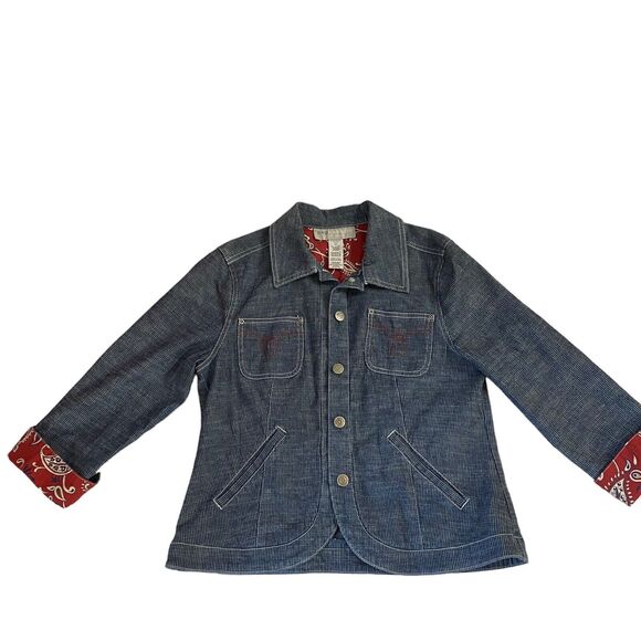 Sag Harbor Sports Jacket Blazer Womens 6P Railroad Blue Flip Cuff Utility - Picture 12 of 16